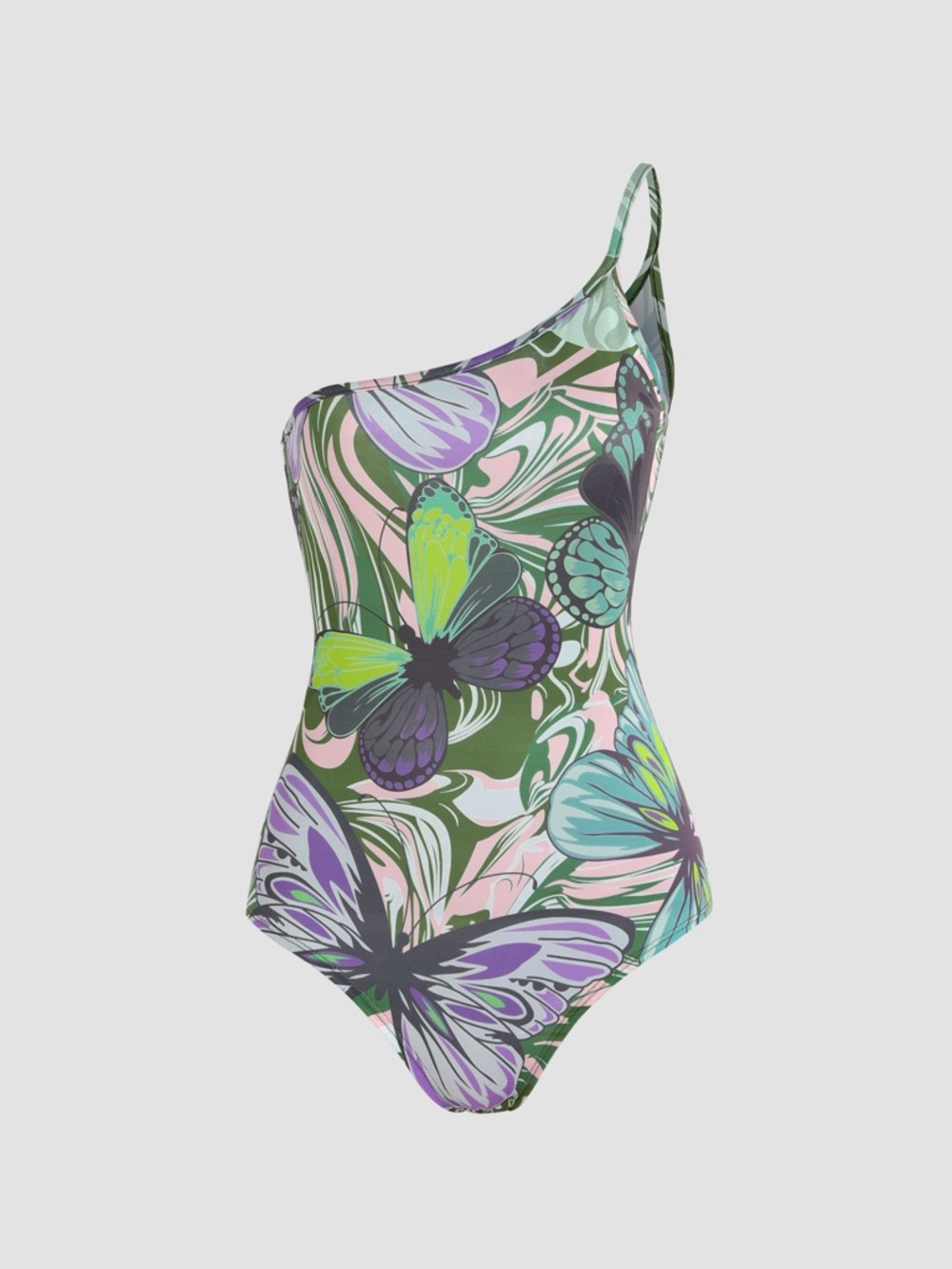One-Shoulder Butterfly Print Bodysuit - Spring!